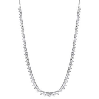 Stella Grace Sterling Silver Lab-Created Moissanite Round Prong Necklace