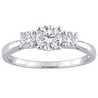 Stella Grace Sterling Silver Lab-Created Moissanite Round 3-Stone Engagement Ring