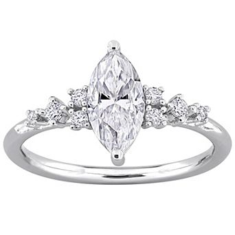 Stella Grace Sterling Silver Lab-Created Moissanite Marquise & Round Engagement Ring
