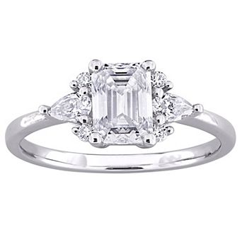 Stella Grace Sterling Silver Lab-Created Moissanite Octagon & Pear Engagement Ring