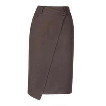 Asymmetrical Work Skirt for Women High Waist Wrap Business Casual Midi Skirts