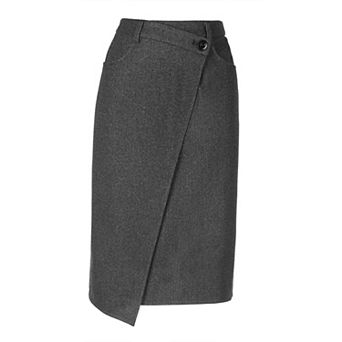 Asymmetrical Work Skirt for Women High Waist Wrap Business Casual Midi Skirts