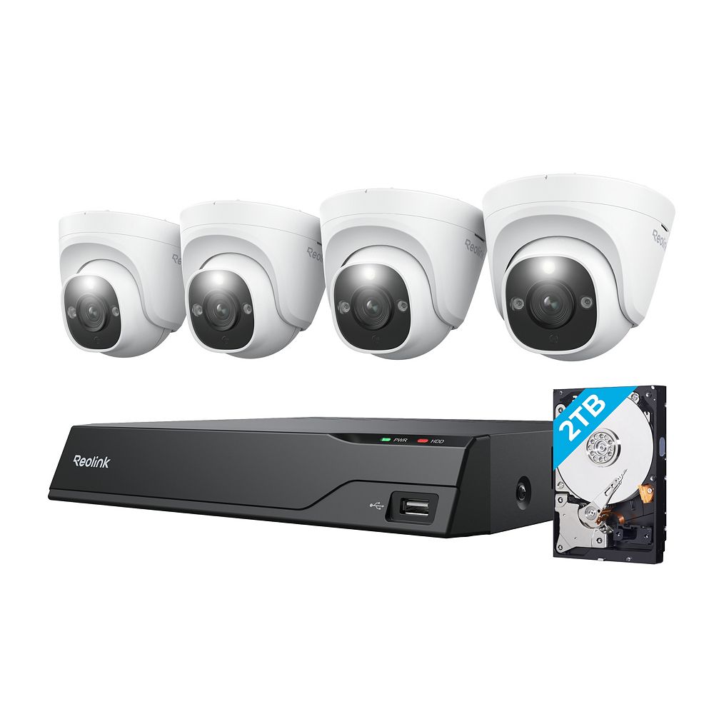 Reolink 8-Channel 4K+ 12MP PoE NVR System with 4 Dome Security Cameras & 2TB HDD