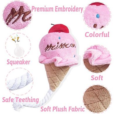 Pink Plush Dog Toy Set, Squeaky Chew & Interactive Puppy Toys