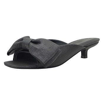 AD-Rumpunch3 Woven Bow Kitten Heel Slide Sandals for Women