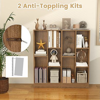 5 Cube Bookcase Floor Bookshelf With Anti Tip Kits