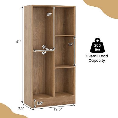 5 Cube Bookcase Floor Bookshelf With Anti Tip Kits
