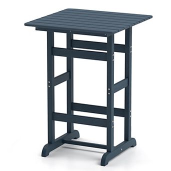 Outdoor Bar Table 30 Inch Square Patio Dining Table with Slatted Top
