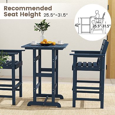 Outdoor Bar Table 30 Inch Square Patio Dining Table with Slatted Top