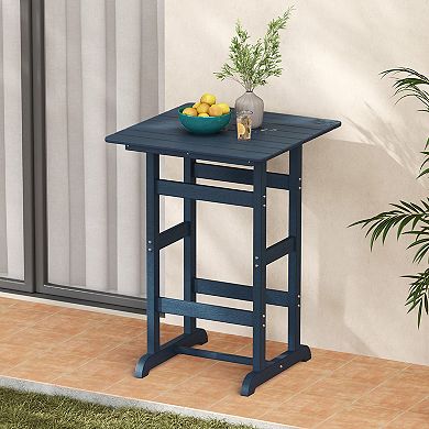 Outdoor Bar Table 30 Inch Square Patio Dining Table with Slatted Top