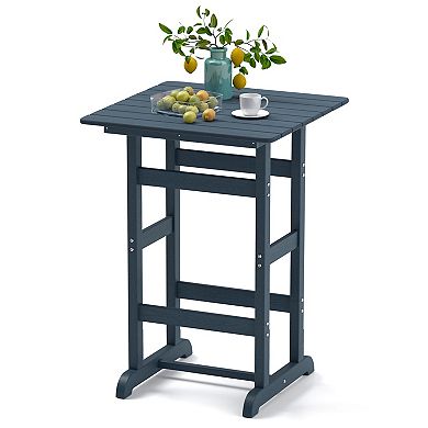 Outdoor Bar Table 30 Inch Square Patio Dining Table with Slatted Top