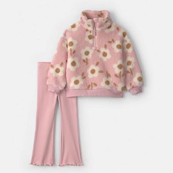 Toddler Girl Carter's 2 pc Floral Teddy Fleece Pullover & Pants Set