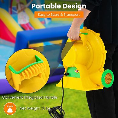 680W Bounce House Blower Air Pump Fan With Handle And Ground Stakes
