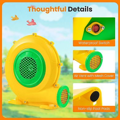 680W Bounce House Blower Air Pump Fan With Handle And Ground Stakes