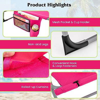 Outdoor Folding Chaise Lounge Chair With 5 Position Recline Pillow