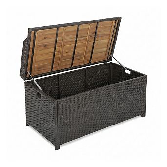 Outdoor Storage Bench 45 Gallon Patio Deck Box With Acacia Wood Lid