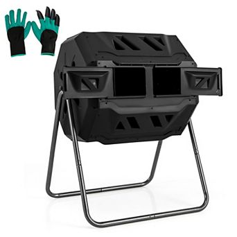 Dual Chamber Compost Tumbler 42 Gallon Rotating Outdoor Compost Bin