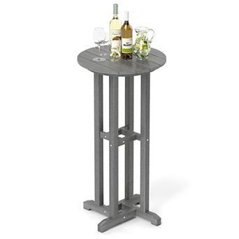 Outdoor Patio Bar Table 21.5 Inch Round HDPE Bar Height Dining Table