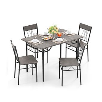 5 pc Dining Table Set for 4 with Space Saving Chairs