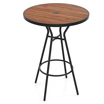 Outdoor Bar Table 28 Inch Patio Pub Table with Umbrella Hole