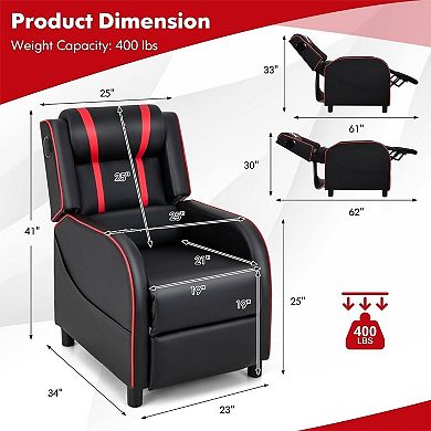 Massage Gaming Recliner Chair with Bluetooth Speakers and Side Pockets