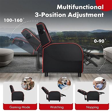Massage Gaming Recliner Chair with Bluetooth Speakers and Side Pockets