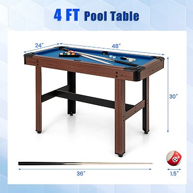 48 Inch Pool Table with Full Ball Set and Cue Sticks for Kids and Adults