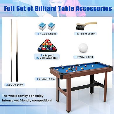 48 Inch Pool Table with Full Ball Set and Cue Sticks for Kids and Adults