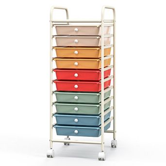 10 Drawer Rolling Storage Cart Organizer With Locking Casters
