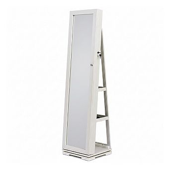 Rotating Jewelry Armoire With Full Length Mirror And Lockable Storage