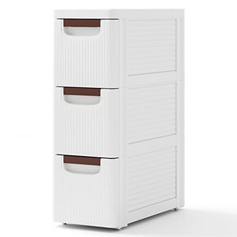 Slim Rolling Storage Cabinet with 6 Drawers for Bathroom Small Spaces
