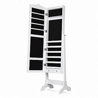 LED Jewelry Armoire Cabinet with Full Length Mirror and 4 Tilting Angles