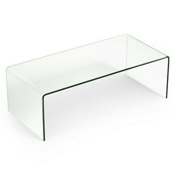 Tempered Glass Coffee Table with Rounded Edges and Clear Modern Design