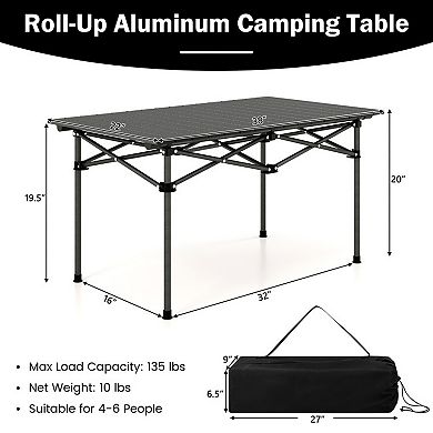 Aluminum Camping Table Foldable Picnic Table for 4 to 6 People