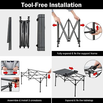 Aluminum Camping Table Foldable Picnic Table for 4 to 6 People
