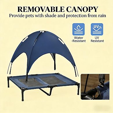 IFMALL Portable Elevated Pet Cot with Canopy for Outdoor Comfort and Breathability