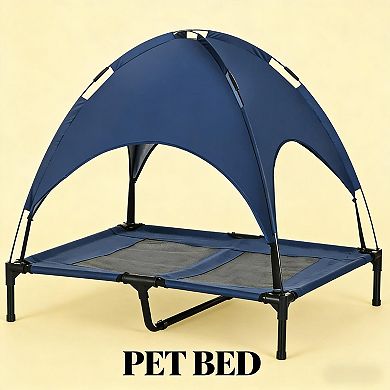 IFMALL Portable Elevated Pet Cot with Canopy for Outdoor Comfort and Breathability