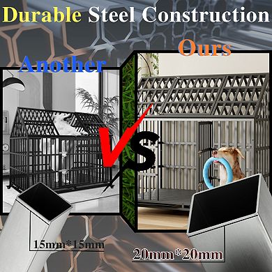 IFMALL Large Heavy Duty Pet Crate with Lockable Wheels Durable Indoor Outdoor