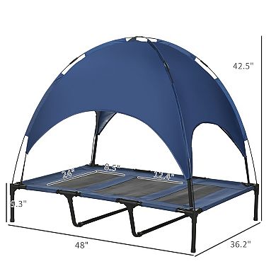 IFMALL Portable Elevated Dog Cot Bed with Canopy for Large Breed Pets