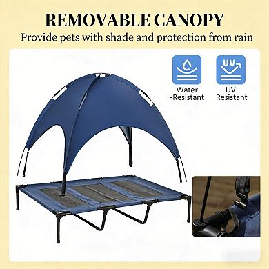 IFMALL Portable Elevated Dog Cot Bed with Canopy for Large Breed Pets