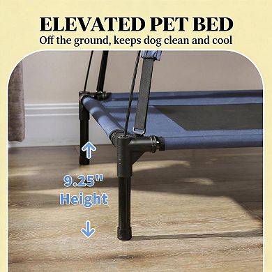IFMALL Portable Elevated Dog Cot Bed with Canopy for Large Breed Pets