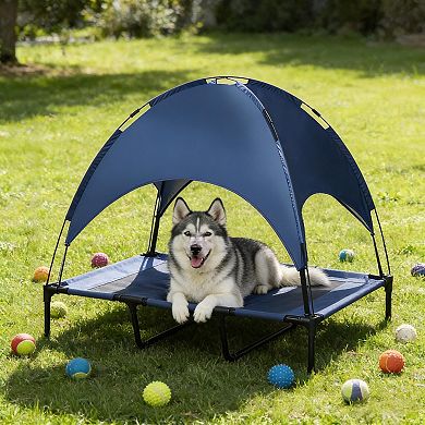 IFMALL Portable Elevated Dog Cot Bed with Canopy for Large Breed Pets