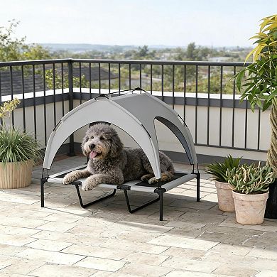 IFMALL Elevated Cooling Cot with Protective Canopy for Large Dogs - Portable Design