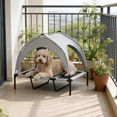 IFMALL Elevated Cooling Cot with Protective Canopy for Large Dogs - Portable Design
