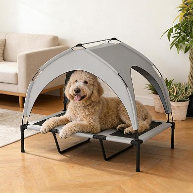 IFMALL Elevated Cooling Cot with Protective Canopy for Large Dogs - Portable Design