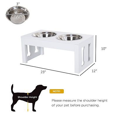 IFMALL Elevated Dual Pet Feeder Stand with Removable Stainless Steel Bowls