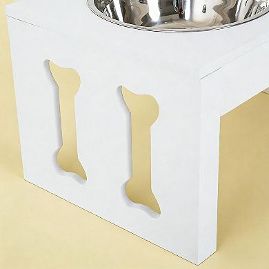 IFMALL Elevated Dual Pet Feeder Stand with Removable Stainless Steel Bowls