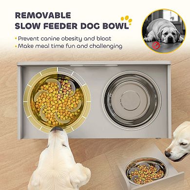 IFMALL Elevated Dog Feeding Station with Integrated Storage Cabinet