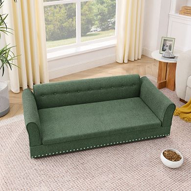 IFMALL Oversized Elevated Dog Sofa Bed with Backrest and Armrests