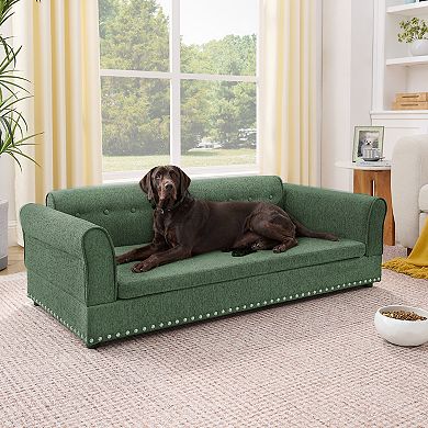 IFMALL Oversized Elevated Dog Sofa Bed with Backrest and Armrests